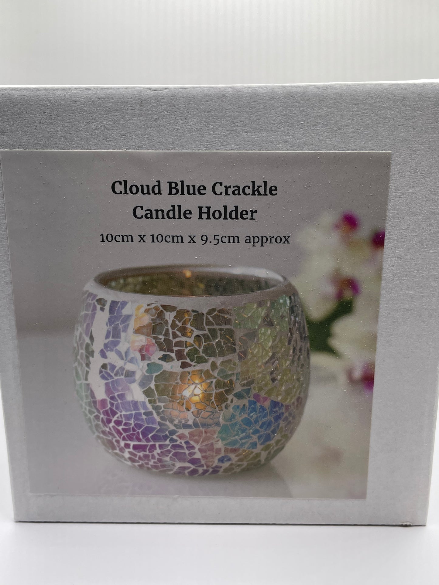 Crackle Candle Holder (10cm by 10cm by 9.5)