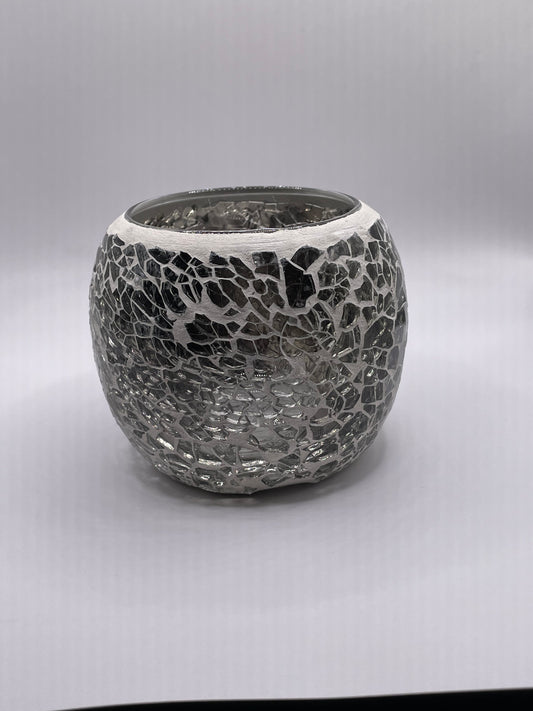 Crackle Candle Holder (8cm by 8cm by 6.5)