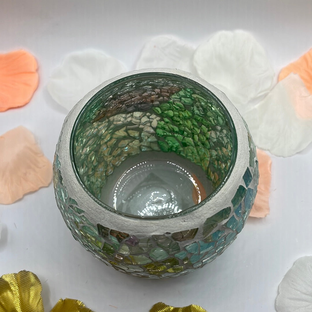 Crackle Candle Holder (8cm by 8cm by 6.5)