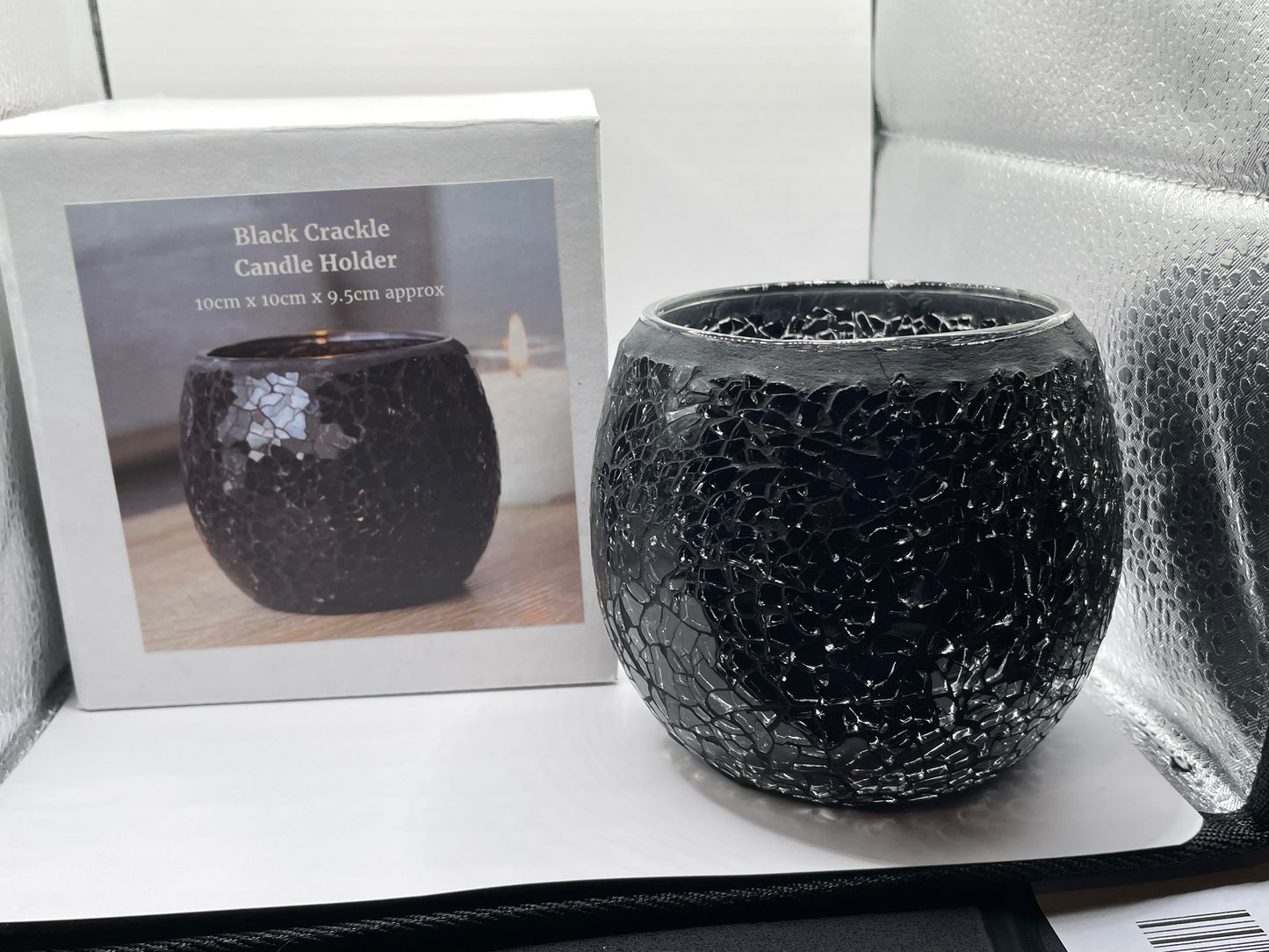 Crackle Candle Holder (8cm by 8cm by 6.5)