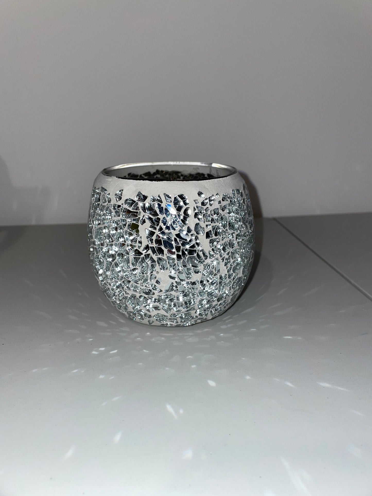 Crackle Candle Holder (10cm by 10cm by 9.5)